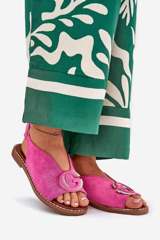 Platte sandalen met ornamenten roze Haliones