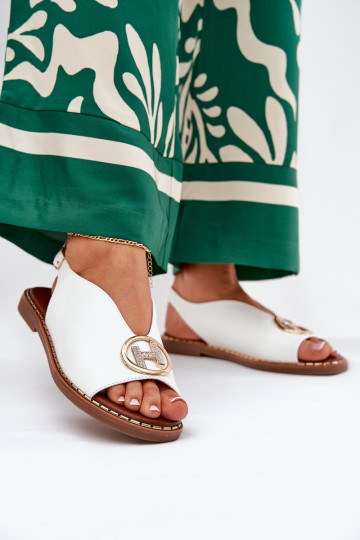 Gelijke elegante sandalen met ornamenten in witte kleur Iseliria