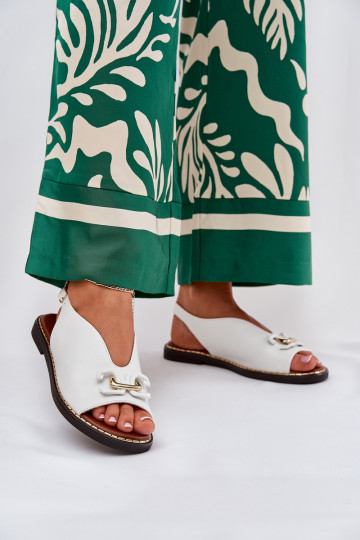 Sandalen met brede hakken en ornamenten van eco-leer in witte kleur Tillireta