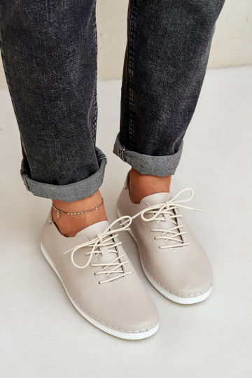 Veterschoenen Z Opturalnej Skóry D&A LR51-645 beige
