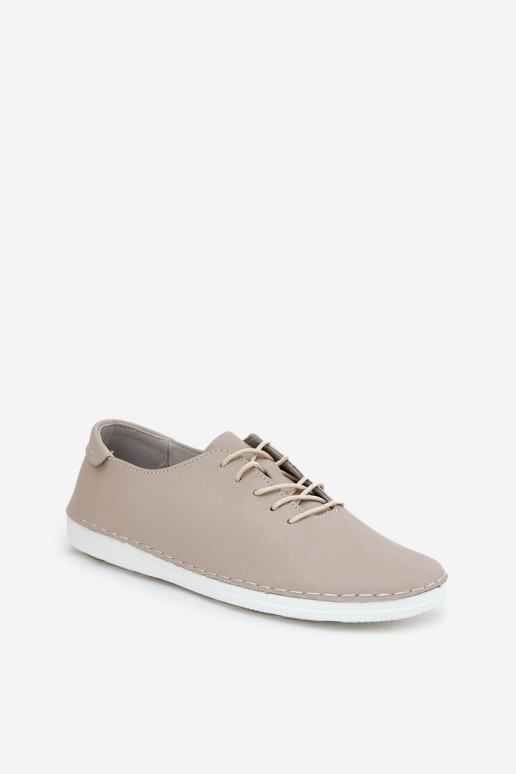 Veterschoenen Z Opturalnej Skóry D&A LR51-645 beige