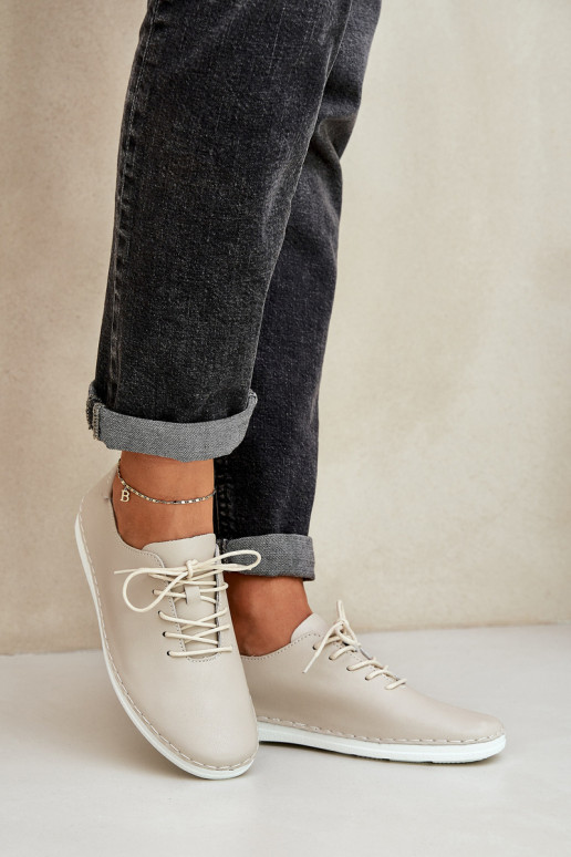 Veterschoenen Z Opturalnej Skóry D&A LR51-645 beige