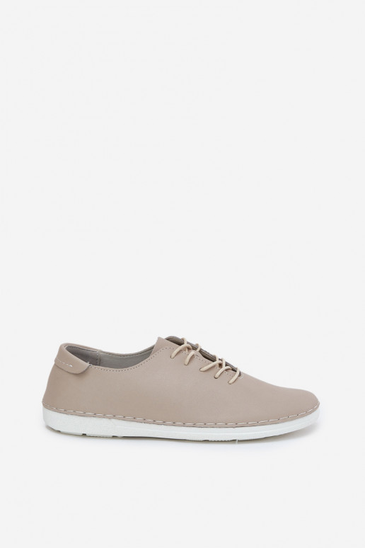 Veterschoenen Z Opturalnej Skóry D&A LR51-645 beige