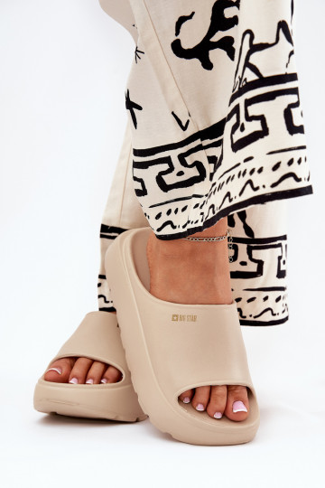 LichtgeInicht pantoffels Damespantoffels met platform Big Star RR274A569 beige