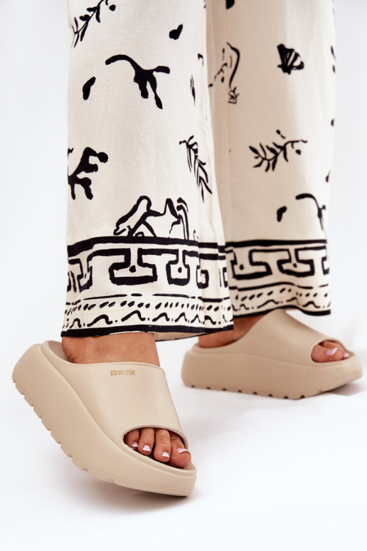 LichtgeInicht pantoffels Damespantoffels met platform Big Star RR274A569 beige