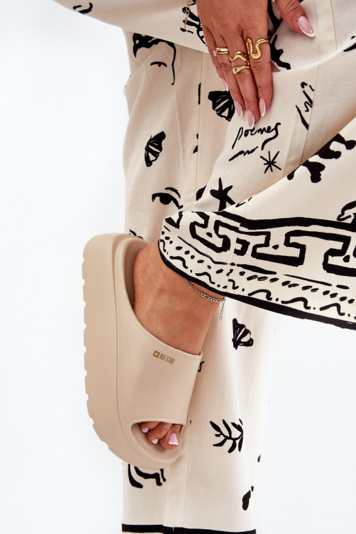 LichtgeInicht pantoffels Damespantoffels met platform Big Star RR274A569 beige