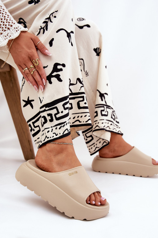 LichtgeInicht pantoffels Damespantoffels met platform Big Star RR274A569 beige