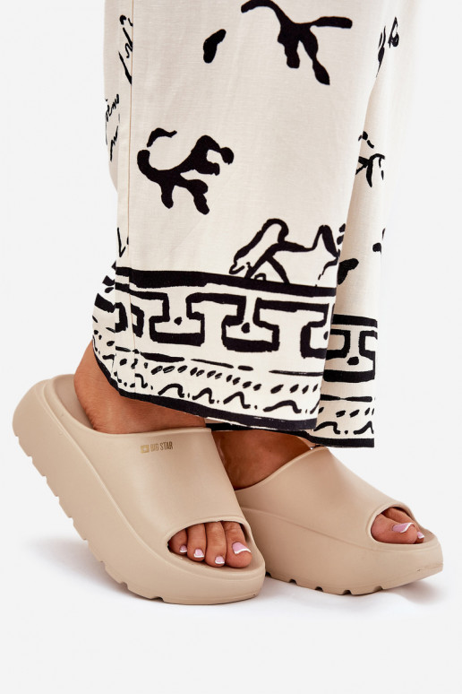 LichtgeInicht pantoffels Damespantoffels met platform Big Star RR274A569 beige