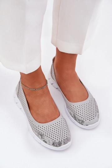 Leer OpengeInerkte ballerinas Vinceza 95323 grijs