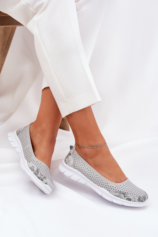 Leer OpengeInerkte ballerinas Vinceza 95323 grijs