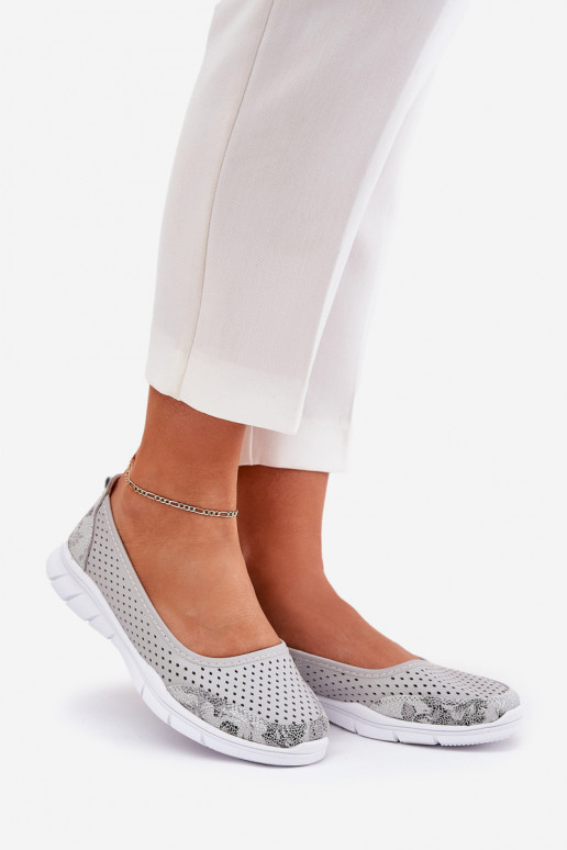 Leer OpengeInerkte ballerinas Vinceza 95323 grijs