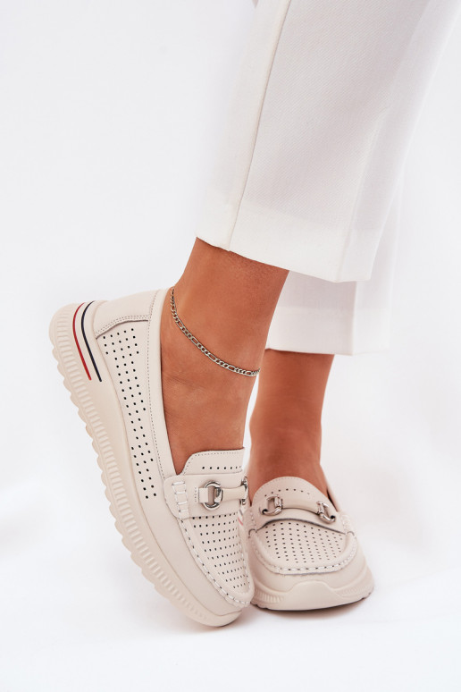 OpengeInerkte ballerinas Z Opturalnej Skóry Vinceza 95331 beige