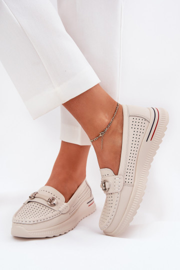 OpengeInerkte ballerinas Z Opturalnej Skóry Vinceza 95331 beige 2