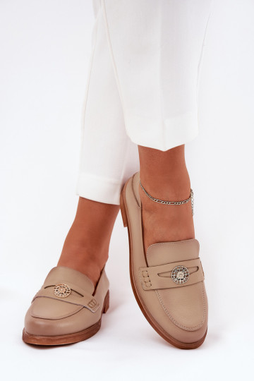 Elegante stijl dames mocassins Z Opturalnej Skóry Vinceza 18100 beige 2