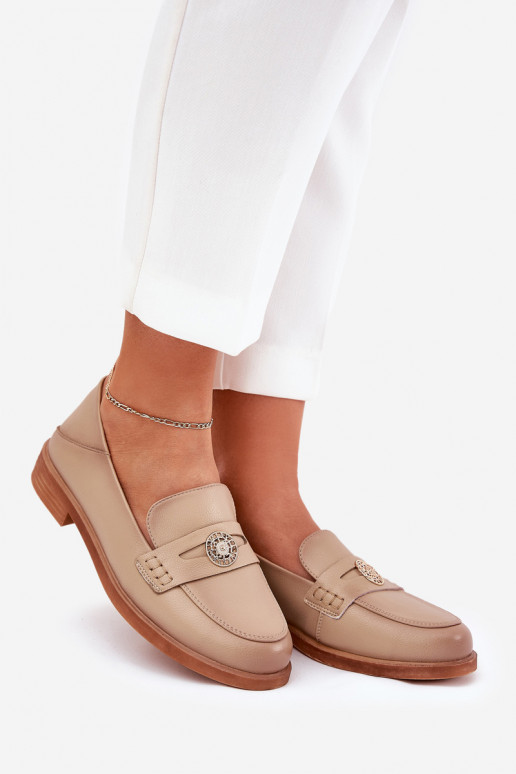 Elegante stijl dames mocassins Z Opturalnej Skóry Vinceza 18100 beige