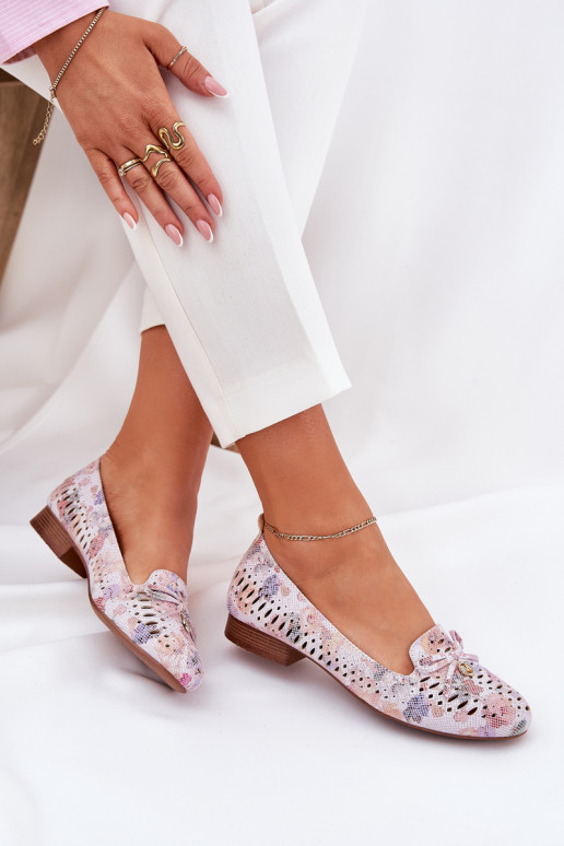 OpengeInerkte ballerinas met linten met bloemen van eco-suèdeoIne Verschillende kleuren Amepitrea