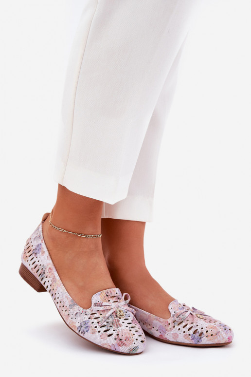 OpengeInerkte ballerinas met linten met bloemen van eco-suèdeoIne Verschillende kleuren Amepitrea