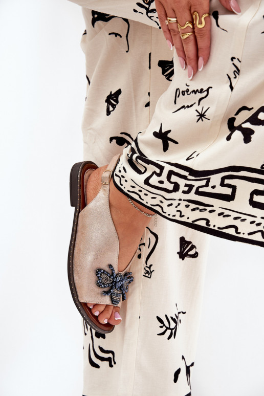 met glans Dames sandalen met ornamenten gelijk aan rosé gouden kleur Russona