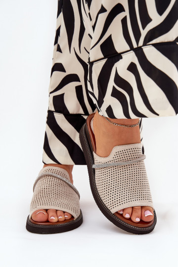 Dames slippers Op een wig Met decoratieve band Zandkleur TeriĮes 2