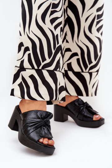 Dames slippers met hakken van eco-leer Zwarte kleur Kikilla