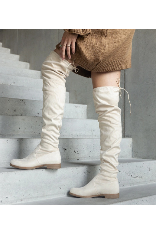 Beige lange laarzen met platform van...
