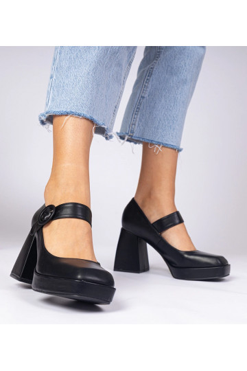 Zwarte pumps met vierkante... 2