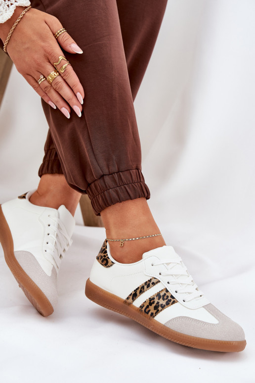 Laag Sneakers model schoenen Dames van ecoleer met luipaardbontpatronen Initte kleur Nonalorin Laag Sneakers model schoenen Dames van ecoleer met luipaardbontpatronen Initte kleur Nonalorin