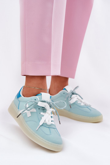 Laag sportschoenen Dames met luipaardbontpatronen mint kleuren Zelevelis