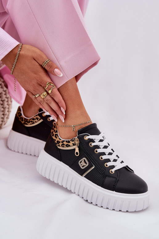 sportschoenen Dames met platform van ecoleer met luipaardbontpatronen zInart Velionna