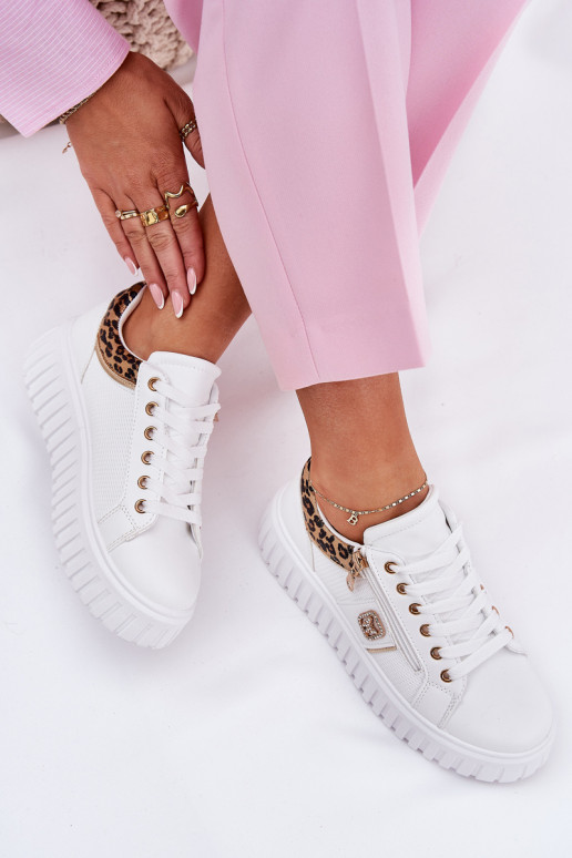 sportschoenen Dames met platform van ecoleer met luipaardbontpatronen Initte kleur Velionna sportschoenen Dames met platform van ecoleer met luipaardbontpatronen Initte kleur Velionna