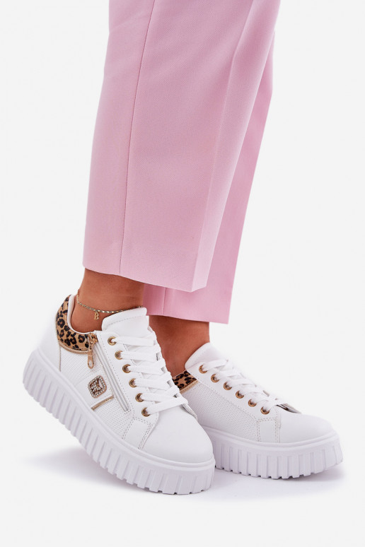 sportschoenen Dames met platform van ecoleer met luipaardbontpatronen Initte kleur Velionna sportschoenen Dames met platform van ecoleer met luipaardbontpatronen Initte kleur Velionna