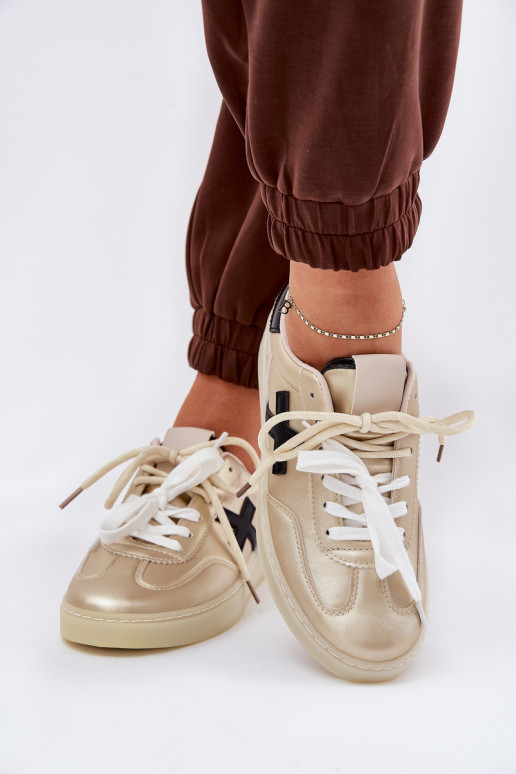 Laag sportschoenen Dames gouden kleur Zelevelis