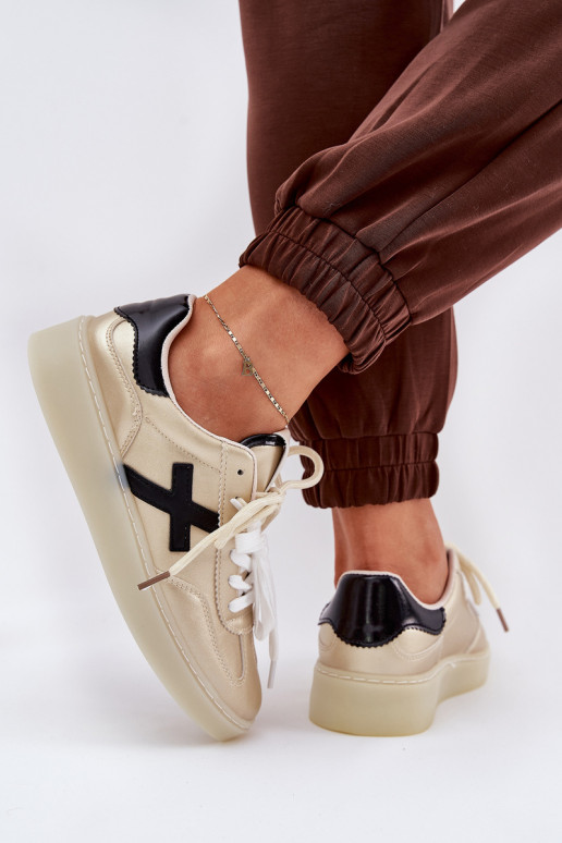 Laag sportschoenen Dames gouden kleur Zelevelis