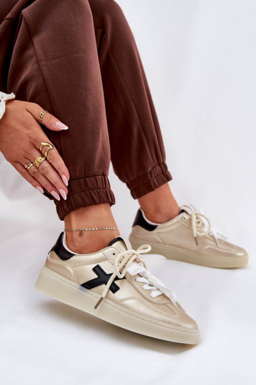 Laag sportschoenen Dames gouden kleur Zelevelis