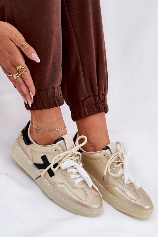 Laag sportschoenen Dames gouden kleur Zelevelis