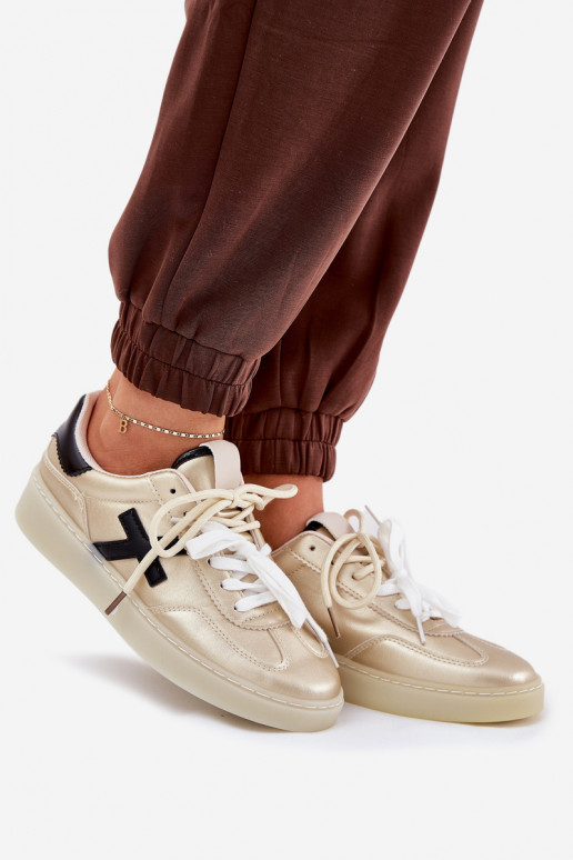 Laag sportschoenen Dames gouden kleur Zelevelis