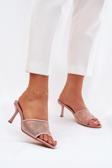 Versierde slippers met dunne hakken Champagne Ennoriel 2