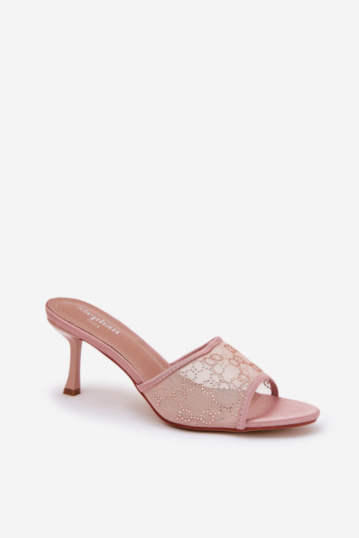 Versierd Slippers met dunne hakken Szampańskie Ennoriel Versierd Slippers met dunne hakken Szampańskie Ennoriel