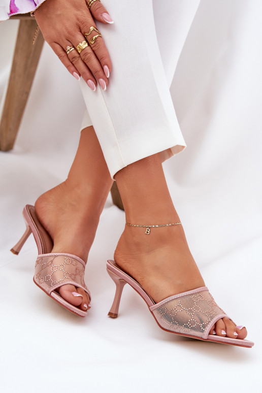 Versierd Slippers met dunne hakken Szampańskie Ennoriel Versierd Slippers met dunne hakken Szampańskie Ennoriel