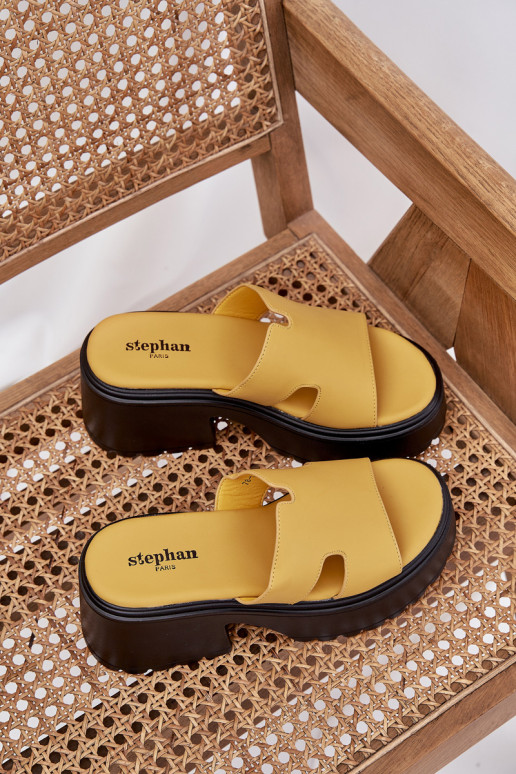 Damespantoffels met platform I Enorm Obcasie geel Rizana