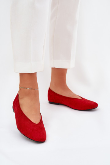 Het klassieke model Ballerinas Z van eco-suèdeu rood Osallin 2