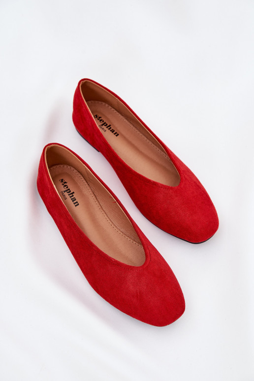 Het klassieke model Ballerinas Z van eco-suèdeu rood Osallin