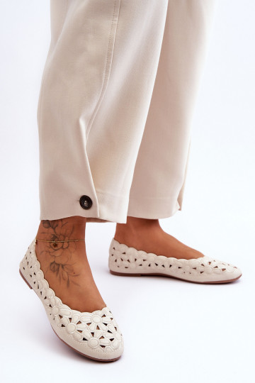 Glanzende opengeInerkte schoenen beige Visionary