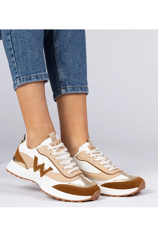 Wit-bruin dames sneakers met...