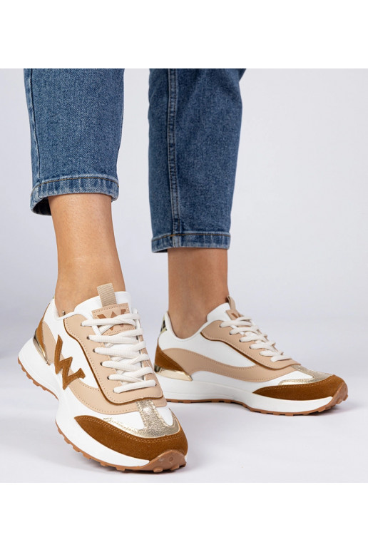 Wit-bruin dames sneakers met...