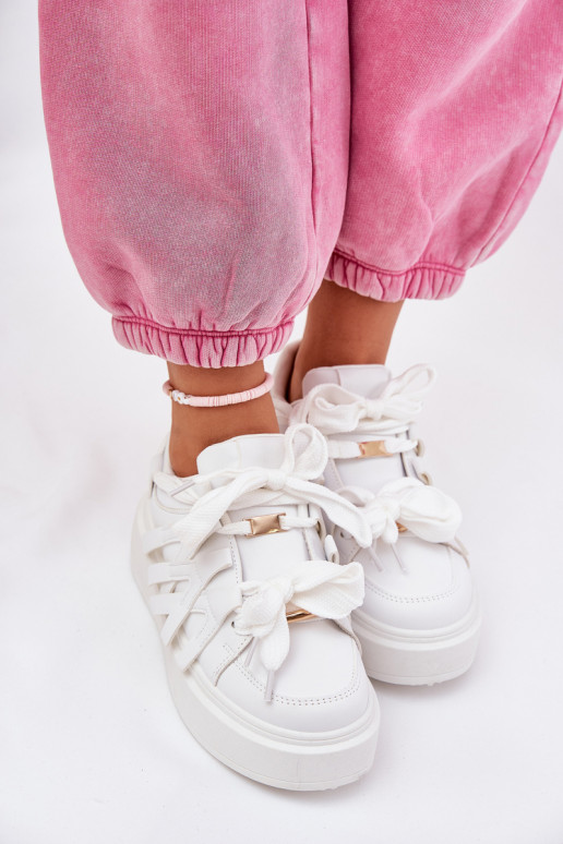 Eko Leer Sneakers model schoenen met platform Initte kleur Penolle