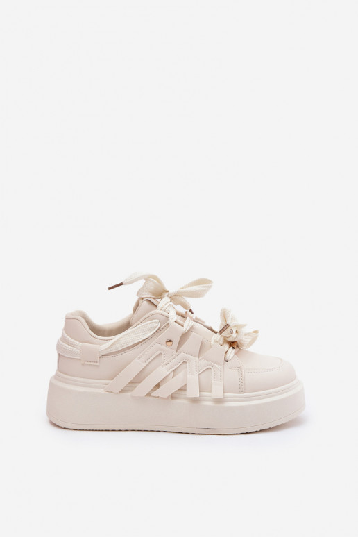 Eko Leer Sneakers model schoenen met platform beige Penolle