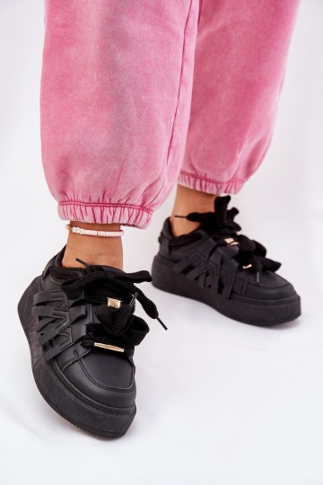 Kunstlederen sportieve schoenen met platform
