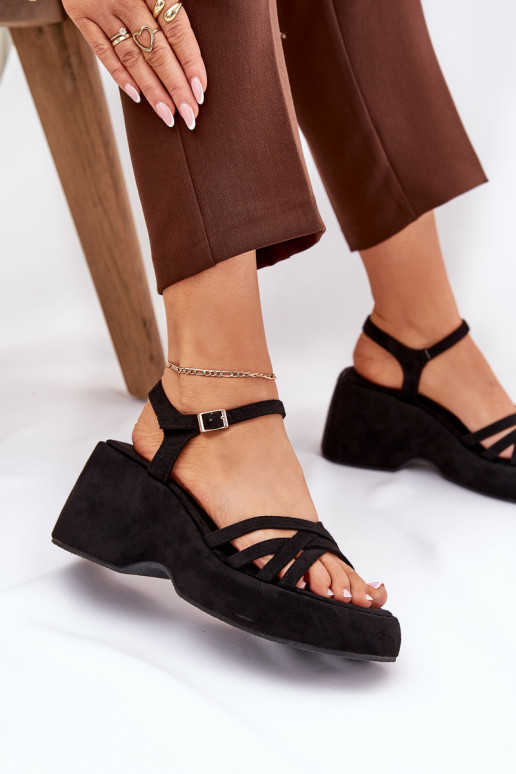 sandalen met platform I Koturnie Z van eco-suèdeu zInart Nendal