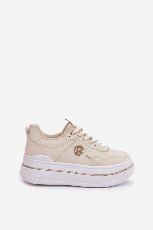 Dames sportschoenen met platform beige Caldeno